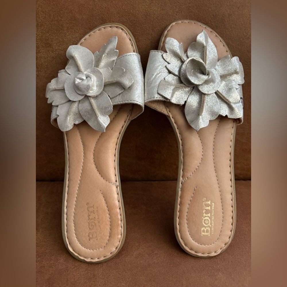 Born Mai Flat Sandals, Shimmery Gold, Size 8